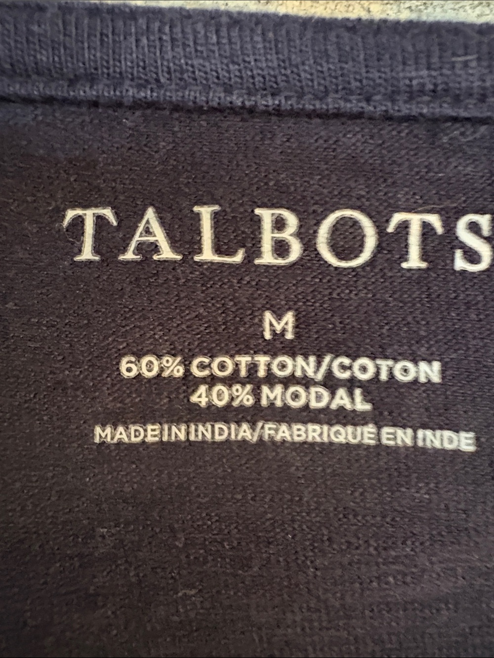 Talbots Navy Scoop Neck Long Sleeve Top with Blue & White Floral Embroidery - Picture 2 of 7